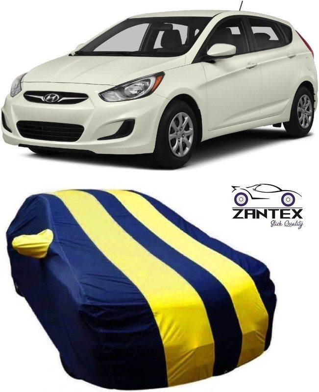 ZANTEX Car Cover For Hyundai Accent (With Mirror Pockets)  (Blue, Yellow)