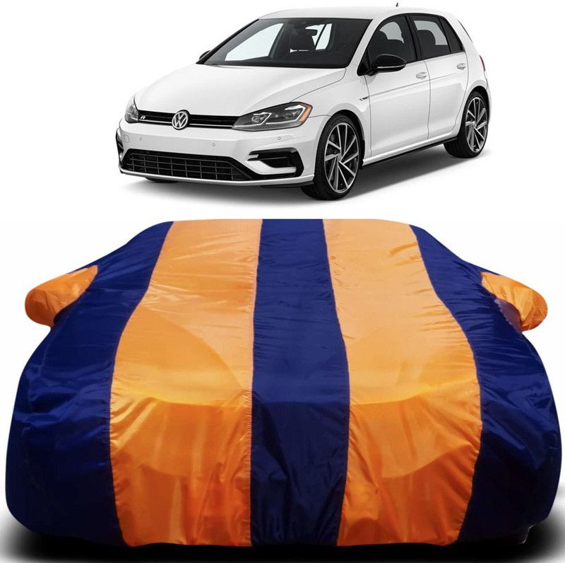 Genipap Car Cover For Volkswagen Golf (With Mirror Pockets)  (Orange, Blue)