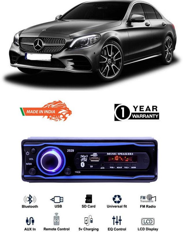 Purpleheart Blue 2029 USB/AUX/SD/BLUETOOTH/FM/MP3 BOOM MASTER STANDARD-PP371 Car Stereo  (Single Din)
