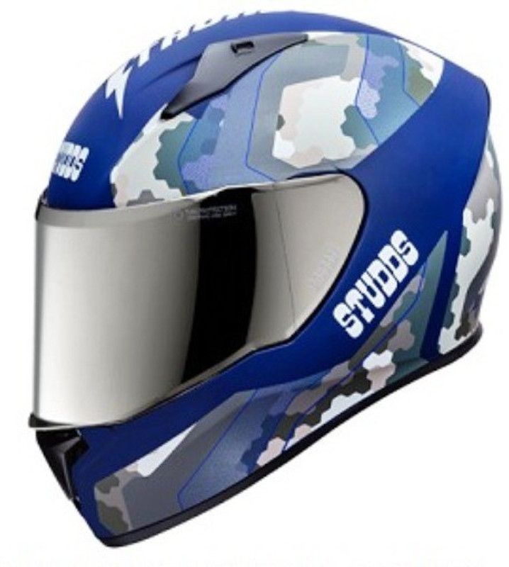 STUDDS Thunder D5-N1 Decor Motorsports Helmet  (D5 Matt Blue N1 Blue)