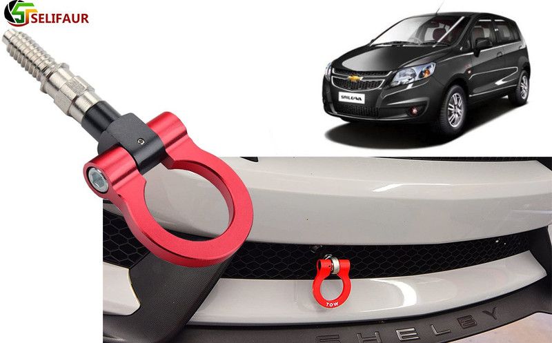 Selifaur M7K58 Full Aluminum Racing Multicolor Tow Towing Folding Hook Vehicle Trailer Ring UVA Front and Rear Mount Towing Hook
