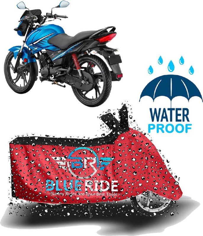 BLUERIDE Two Wheeler Cover for Hero  (Glamour, Red, Black)