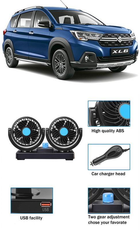 AUTOGARH Car Fan with USB Charging 12V 360 Head 2 Speed for All Auto Vehicles AG-285 Car Interior Fan  (12 V)