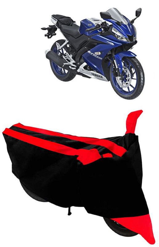 ABORDABLE Two Wheeler Cover for Yamaha  (R15 V3, Red, Black)