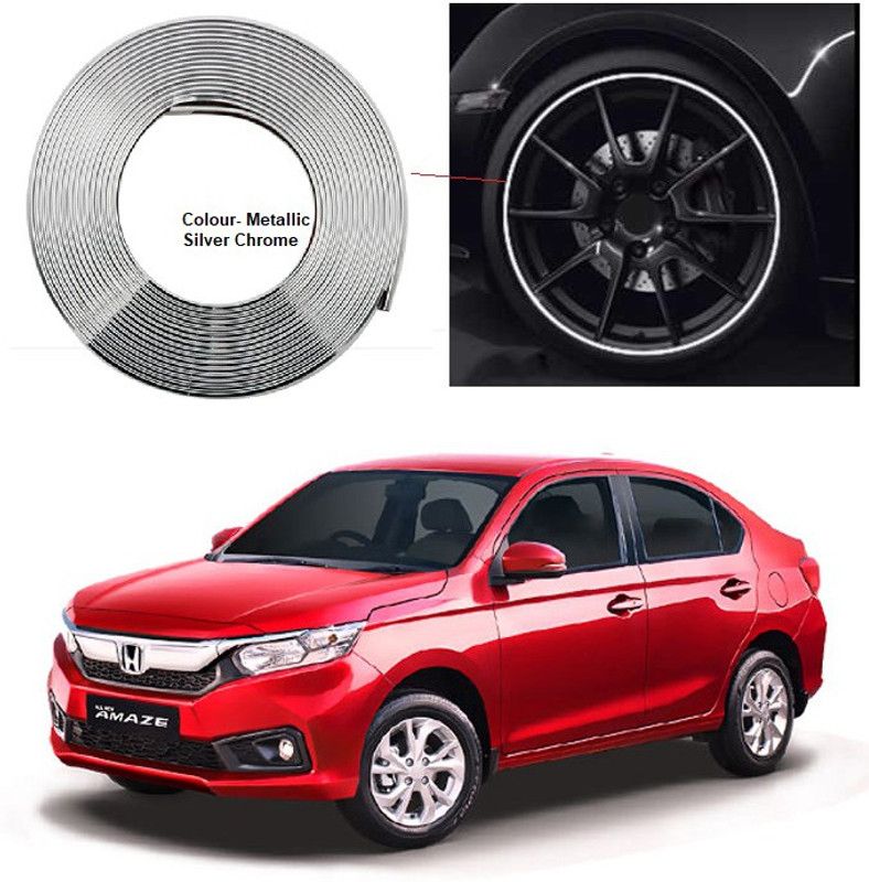 PRTEK ar Beading Exterior Chromium Plated (Colour Chrome Silver) for Exterior Rim, Grill, Headlight, Back Light, Wheel, Hub, Stickon A32 Car Beading Roll For Grill and Garnish Cover  (5 m)