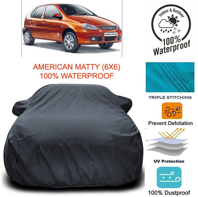 AutoBurn Car Cover For Tata Indica eV2 (With Mirror Pockets)  (Grey)