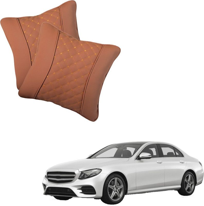 AutoFurnish Brown Leatherite Car Pillow Cushion for Mercedes Benz  (Rectangular, Pack of 2)