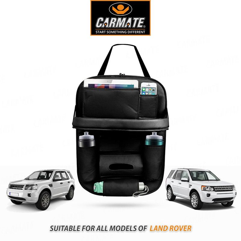 CARMATE PU Leather Car Seat Back Organizer BLACK for LAND ROVER Car Multi Pocket  (1 L)