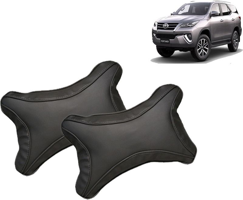 E VYAPAR KENDRA Black Leatherite Car Pillow Cushion for Toyota  (Rectangular, Pack of 1)