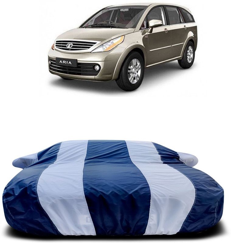 Ascension Car Cover For Tata Aria (With Mirror Pockets)  (White, Blue)