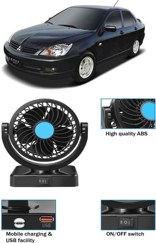 Amulite Car Fan With USB Charging 360 Degree Rotatable Fan-G-421 Car Interior Fan  (12 V)
