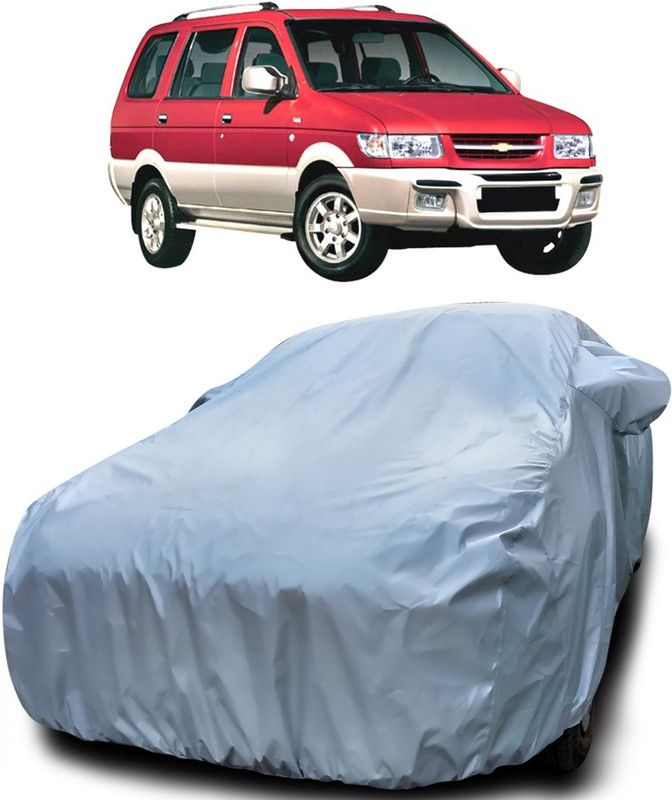 Genipap Car Cover For Chevrolet Tavera (With Mirror Pockets)  (Silver)