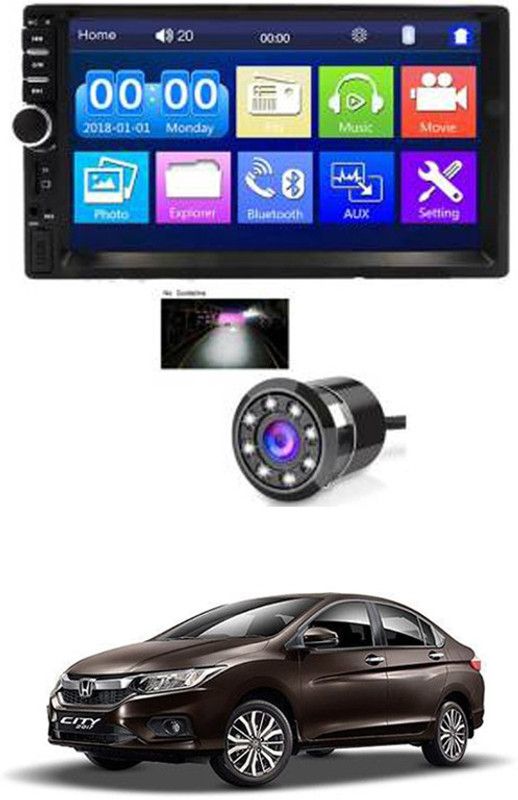 AYW 7 INCH Double Din Car Screen Stereo Media Player Audio Video Touch Screen Stereo Full HD with MP3/MP4/MP5/USB/FM Player/WiFi/Bluetooth & Mirror Link with Back Rear Camera For Honda City idtec Car Stereo  (Double Din)