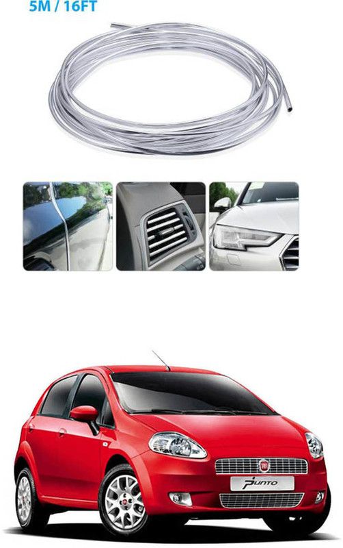 APICAL Fiat Punto Edge Guard Protector for Door and Edges 5 Meter) (Colour-Chrome Silver) Car Beading Roll For Bumper, Door, Window Sill  (5 m)