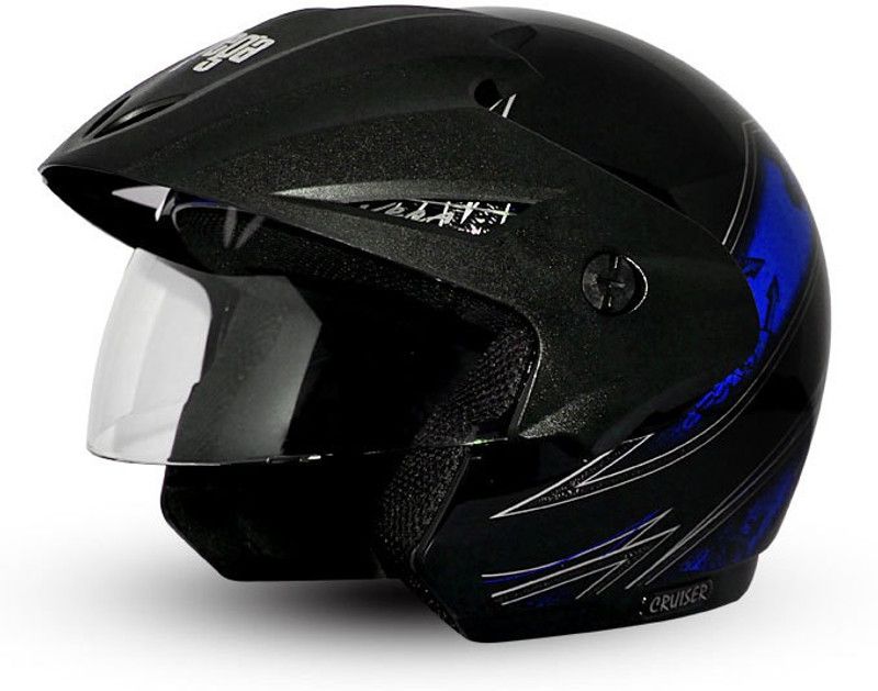 VEGA Cruiser W/P Arrows Motorbike Helmet  (Black M.Blue)