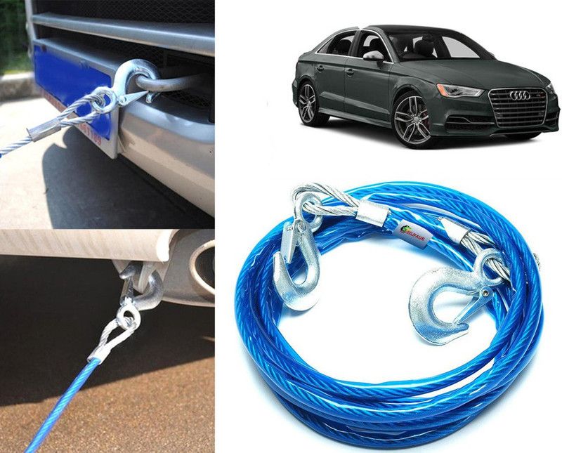 Selifaur 10MT11 - 10mm Heavy Duty 4Mtr 6000kgs Car Auto Full Steel Towing Tow Cable Rope For S3 4 m Towing Cable  (Steel, Plastic, 6000 kg Pull Capacity)