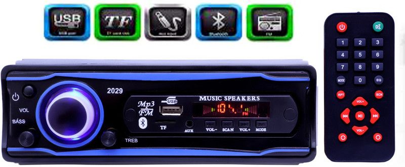Bluedrum Blue Stereo-999 BLUETOOTH/USB/SD/AUX/FM/MP3 (BLUE & Black)-215 Car Stereo  (Single Din)