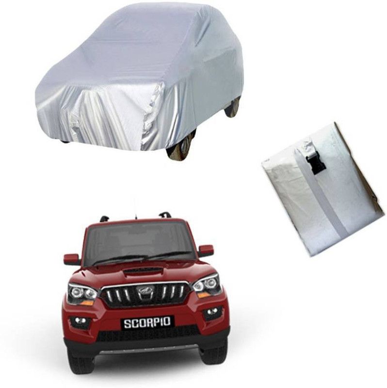 ask Car Cover For Mahindra Scorpio (Without Mirror Pockets)  (Silver)
