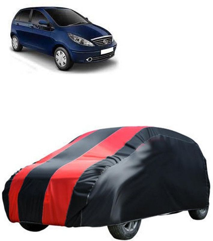MotohunK Car Cover For Tata Indica Vista (Without Mirror Pockets)  (Red, Black)