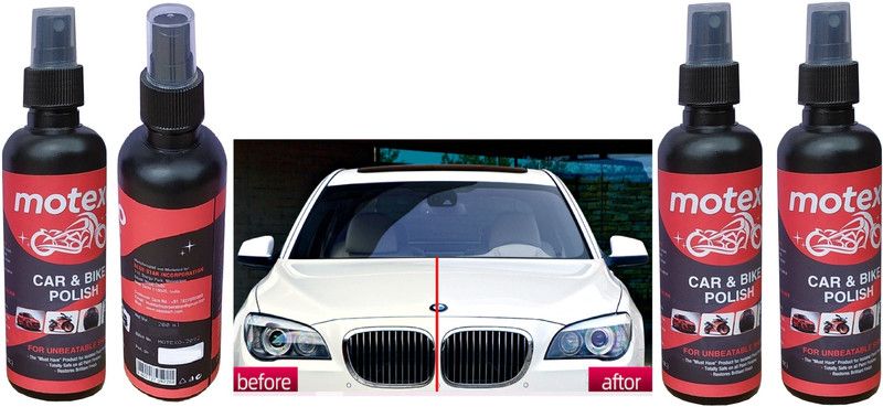 MOTEXO Liquid Car Polish for Exterior, Dashboard, Windscreen, Metal Parts, Leather, Headlight, Chrome Accent, Bumper  (800 ml, Pack of 4)