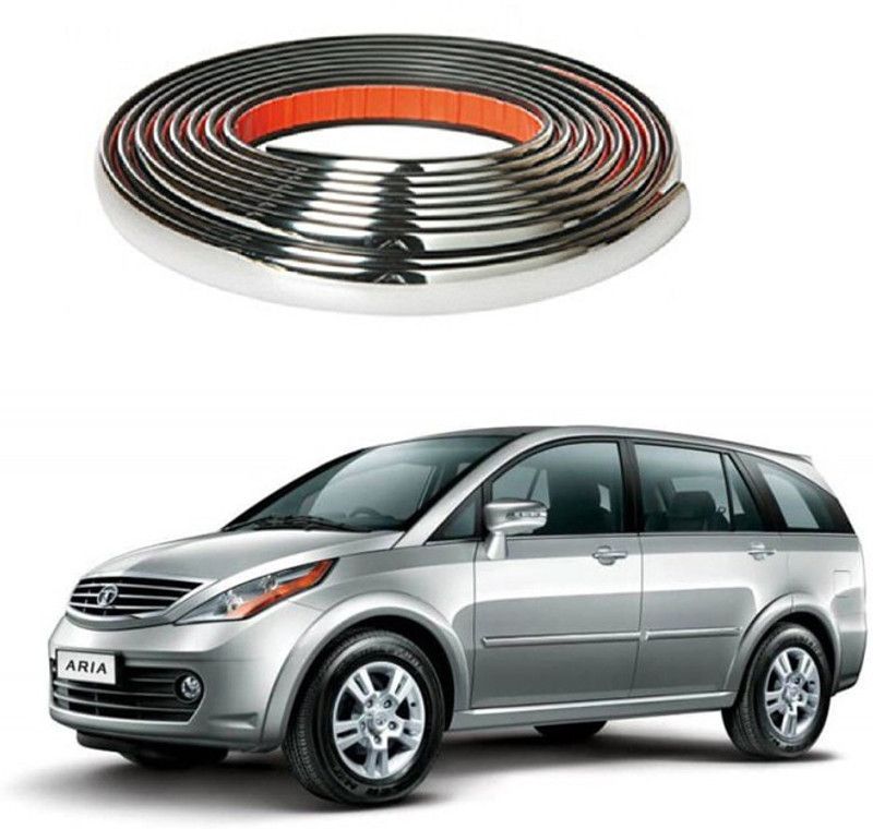 PRTEK Plastic Car Door Guard  (Silver, Pack of 1 X BEADING ROLL, Tata, Aria)