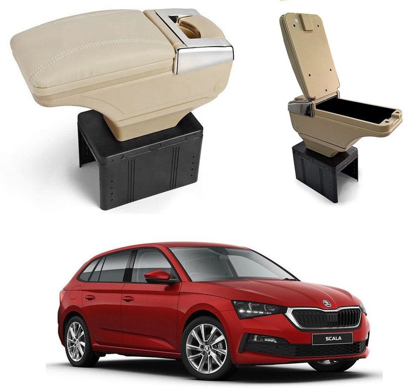 Oshotto PU Leather AR-01 Car Armrest Console Box For Scala/Fluence Beige Car Armrest  (Renault, Scala)