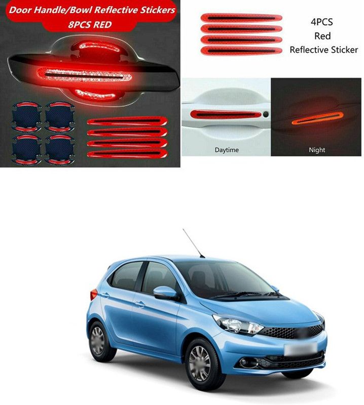 XZRTZ 8pcs Universal 3D Carbon Fiber Texture car Door Handle Door Bowl Paint Scratch Protector Protective Cover Protective Film car Outdoor Safety Decoration Reflective Strip（Red V229 20 mm x 7 m RED Reflective Tape  (Pack of 8)