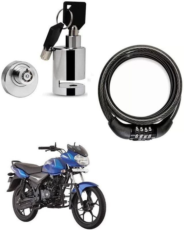 AS TRADERS Heavy Duty Disc Brake Lock with Heavy Number Lock for Bajaj Discover 110 Disc Lock, Cable Lock  (Black, Silver)