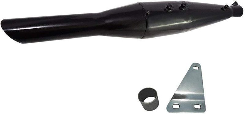 Dhe Best Redrooster Full Black Glasswool/Filter Exhaust Silencer Royal Enfield Classic Royal Enfield Classic Full Exhaust System  (Mild Steel)