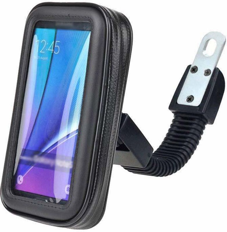 Viraan Mobile Waterproof Bike Scooty Holder|Waterproof Phone Mount at Rear View Mirror| Smartphone Motorcycle Mobile Zip Pouch Holder with 360* Adjustable Mount for All Mobile Phones Bike Mobile Holder  (Black)