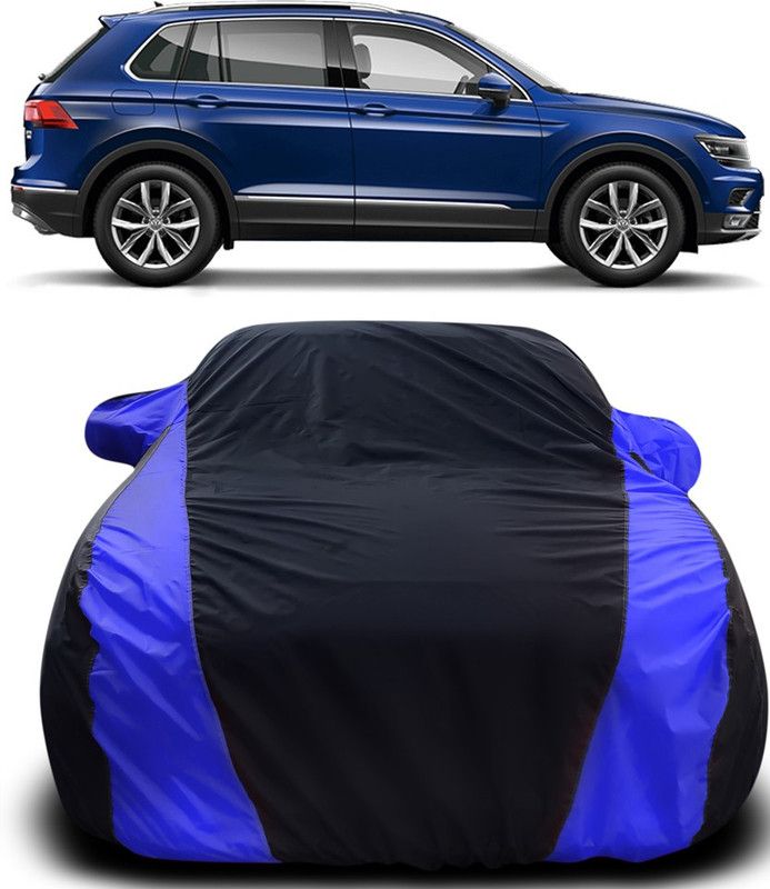 Genipap Car Cover For Volkswagen Tiguan (With Mirror Pockets)  (Black, Blue)