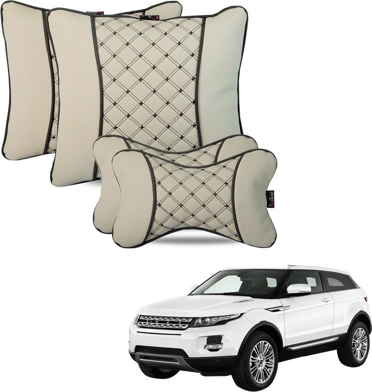AutoFurnish Beige Leatherite Car Pillow Cushion for Land Rover  (Square, Pack of 4)