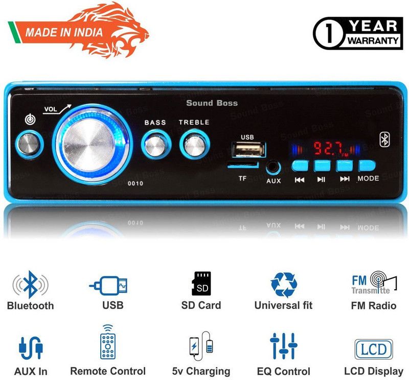 Sound Boss BLUETOOTH/USB/SD/AUX/FM/MP3 Car Stereo  (Single Din)