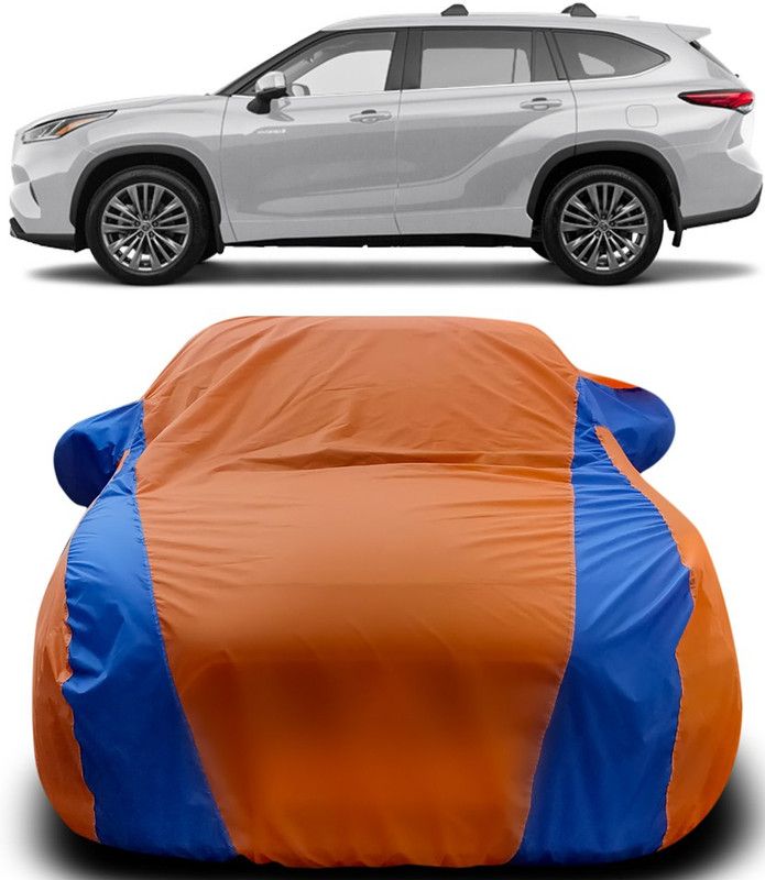 MoTRoX Car Cover For Toyota Highlander (With Mirror Pockets)  (Orange, Blue)