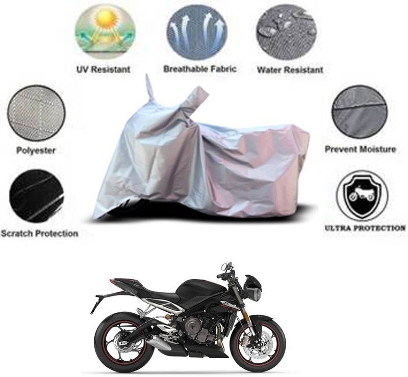 RONISH Waterproof Two Wheeler Cover for Triumph  (Street Triple, Silver)