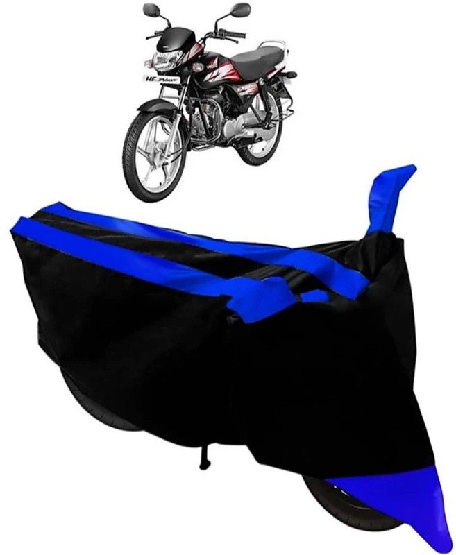 KAROBAR Two Wheeler Cover for Hero  (CD deluxe, Black, Blue)
