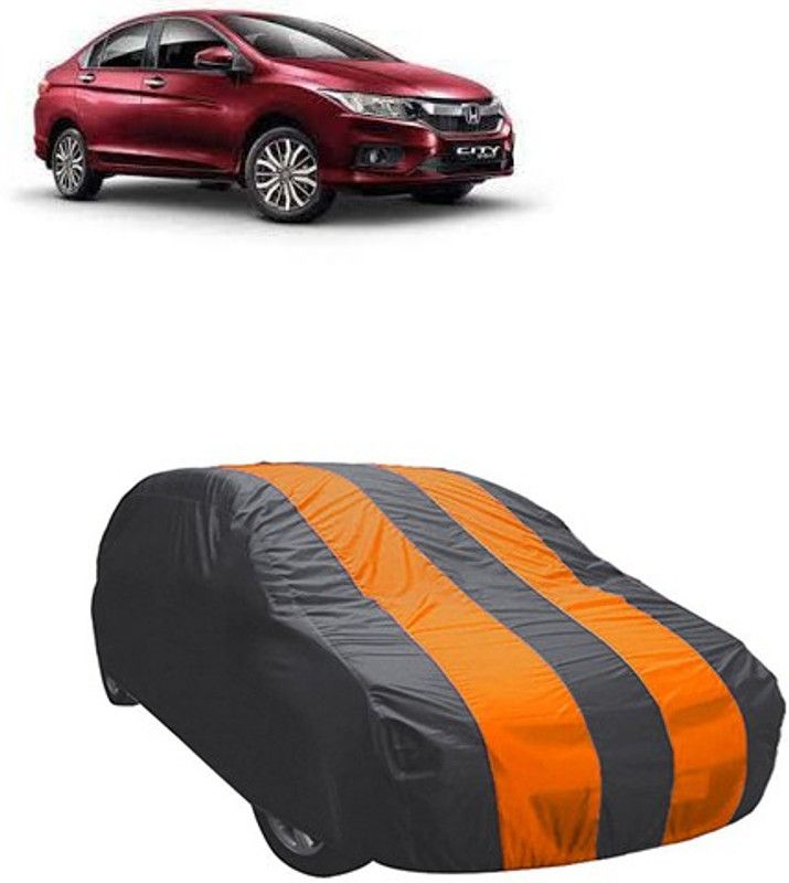 Kuchipudi Car Cover For Honda City i-Vtec (Without Mirror Pockets)  (Grey, Orange, For 2005, 2006, 2007, 2008, 2009, 2010, 2011, 2012, 2013, 2014, 2015, 2016, 2017, 2018, 2019, NA Models)