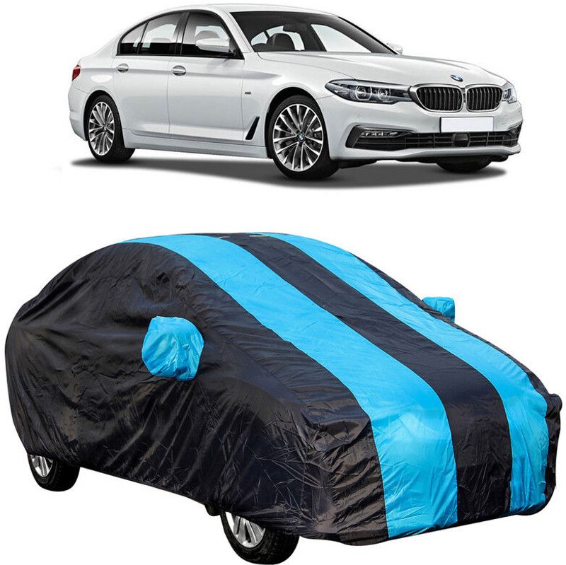 AutoTiger Car Cover For BMW 525i (With Mirror Pockets)  (Black, Blue)