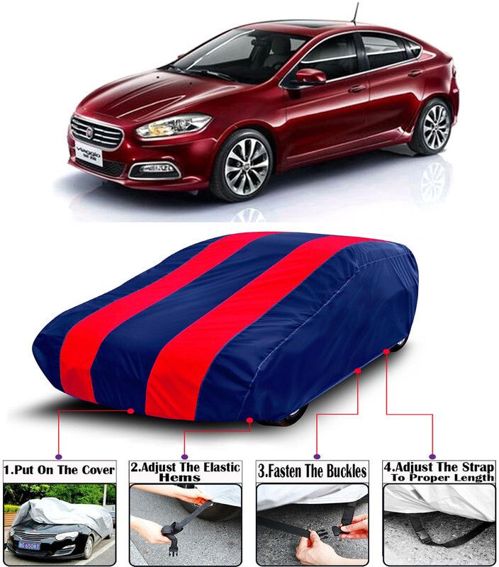 AutoTiger Car Cover For Fiat Viaggio (With Mirror Pockets)  (Red, Blue)