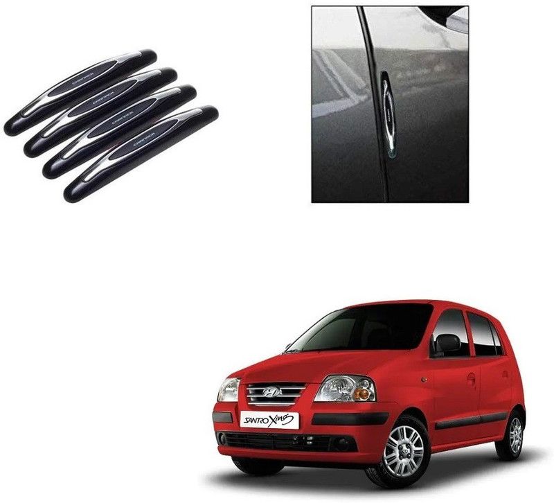 SPREADX Plastic Car Door Guard  (Black, Silver, Pack of 4, Hyundai, Santro Xing)