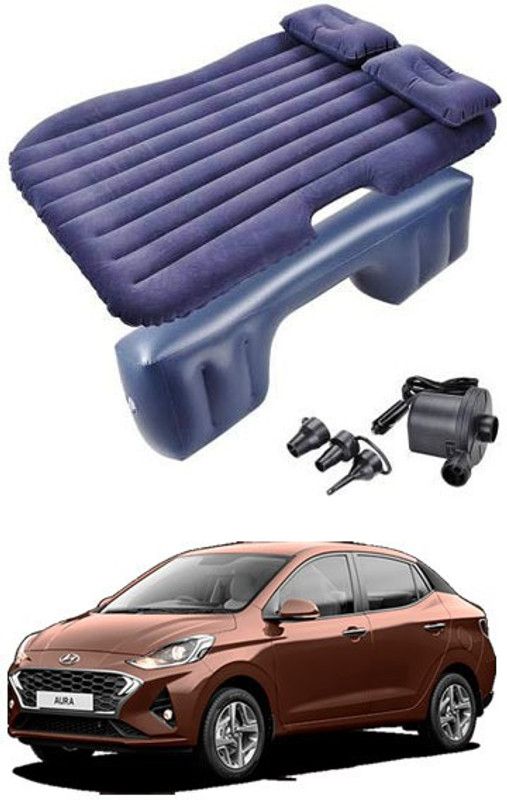 RKPSP Blue Inflatable Car Bed/Two Pillows/Air Pump/Repair Kit For Aura Car Inflatable Bed Car Inflatable Bed  (Aura E Petrol)