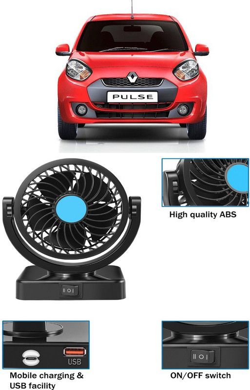 Amulite Car Fan With USB Charging 360 Degree Rotatable Fan-G-474 Car Interior Fan  (12 V)