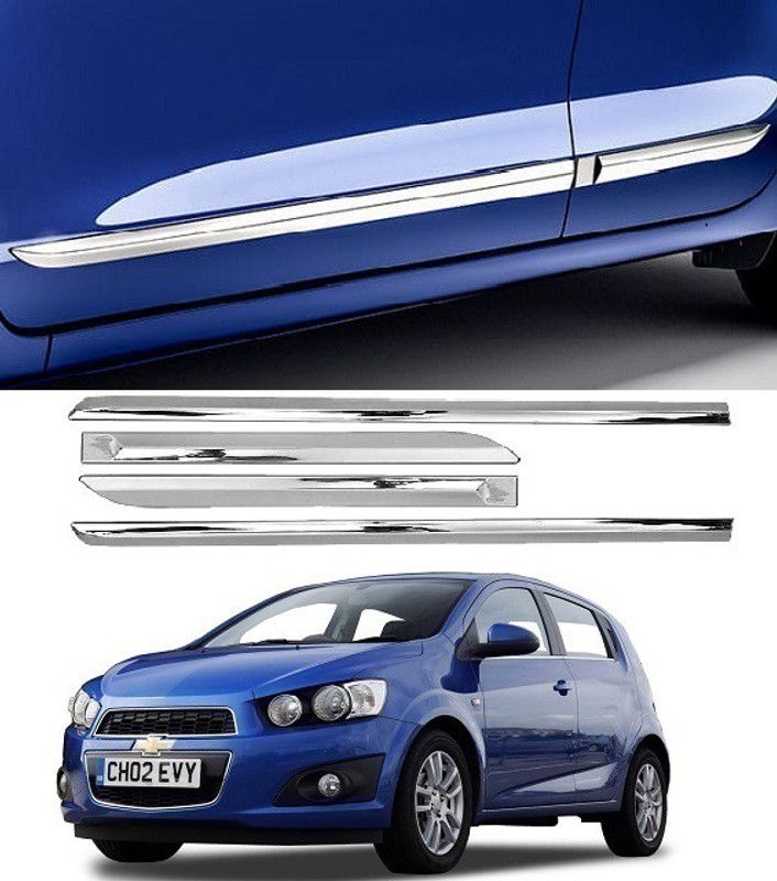 Trigcars Plated Car Door Guard  (Silver, Pack of 4, Chevrolet, Aveo)