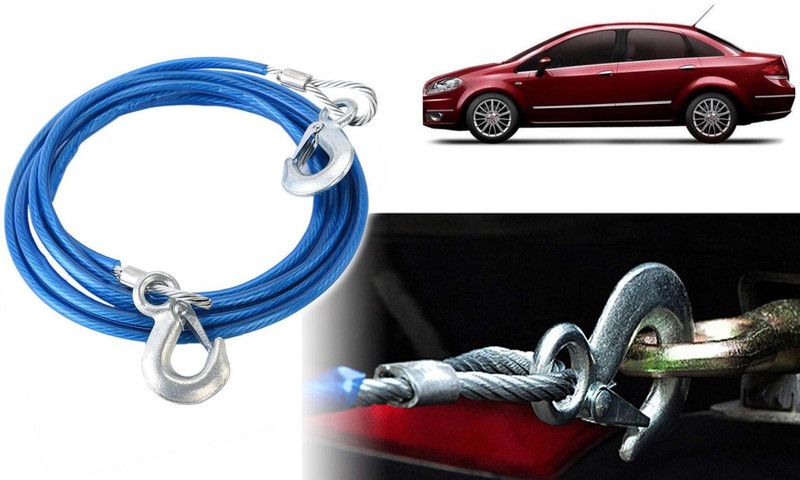 Selifaur 8H67-Heavy Duty Tow Ropes 8mm 4mtr 6Tons Wire Cable High Strength Hook Steel Wire Trailer Car Emergency Towing Rope for Linea 4 m Towing Cable  (Steel, Plastic, 6000 kg Pull Capacity)