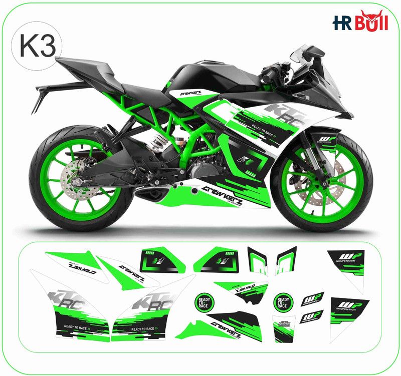 HRBull Sticker & Decal for Bike  (Green, Multicolor)