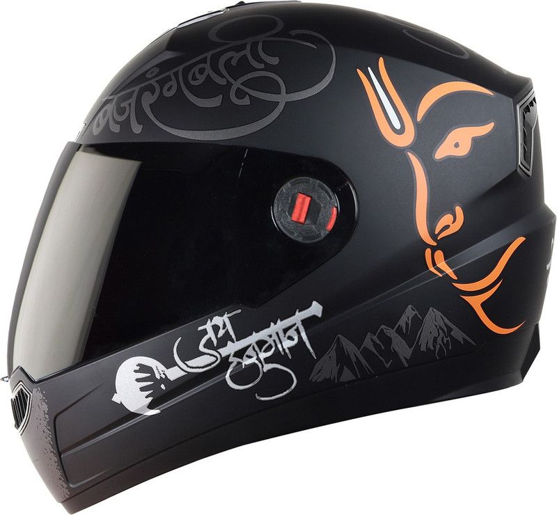 Steelbird SBA-1 mahavir Painted with Smoke Visor Motorbike Helmet  (Matt Black / Orange)
