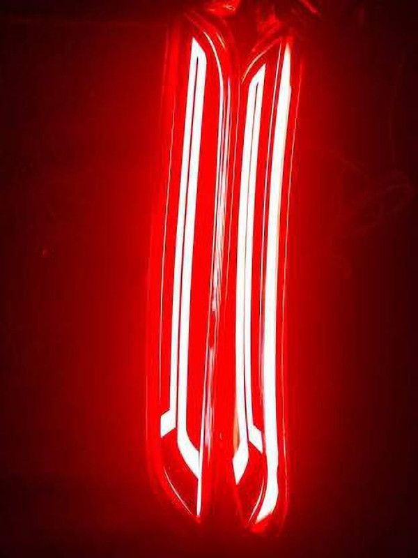 PRTEK Car Reflector Led Brake Light Bumper(Rear/Back) Drl Compatible with POLO (with Reverse Light Function) Tail Light Design- Set of 2 Pcs with Wiring Car Reflector Light  (Red)