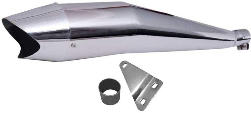 Dhe Best Shark Full Chrome Glasswool/Filter Exhaust Silencer Royal Enfield Electra Twin Spark Royal Enfield Electra Twin Spark Full Exhaust System  (Mild Steel)