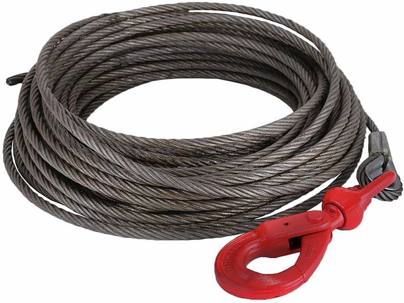 Chromoto ® 3/8” 75 FT Wire Rope 2T Steel Core Winch Cable with Self Locking Swivel Hook Steel Cable for Tow Truck Flatbed (75 FT) 4.5 m Towing Cable  (Carbon Steel, 5000 kg Pull Capacity)