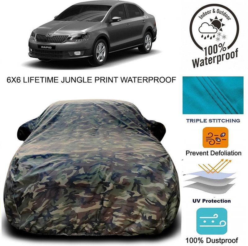 Elegance Car Cover For Skoda Rapid (With Mirror Pockets)  (Green)
